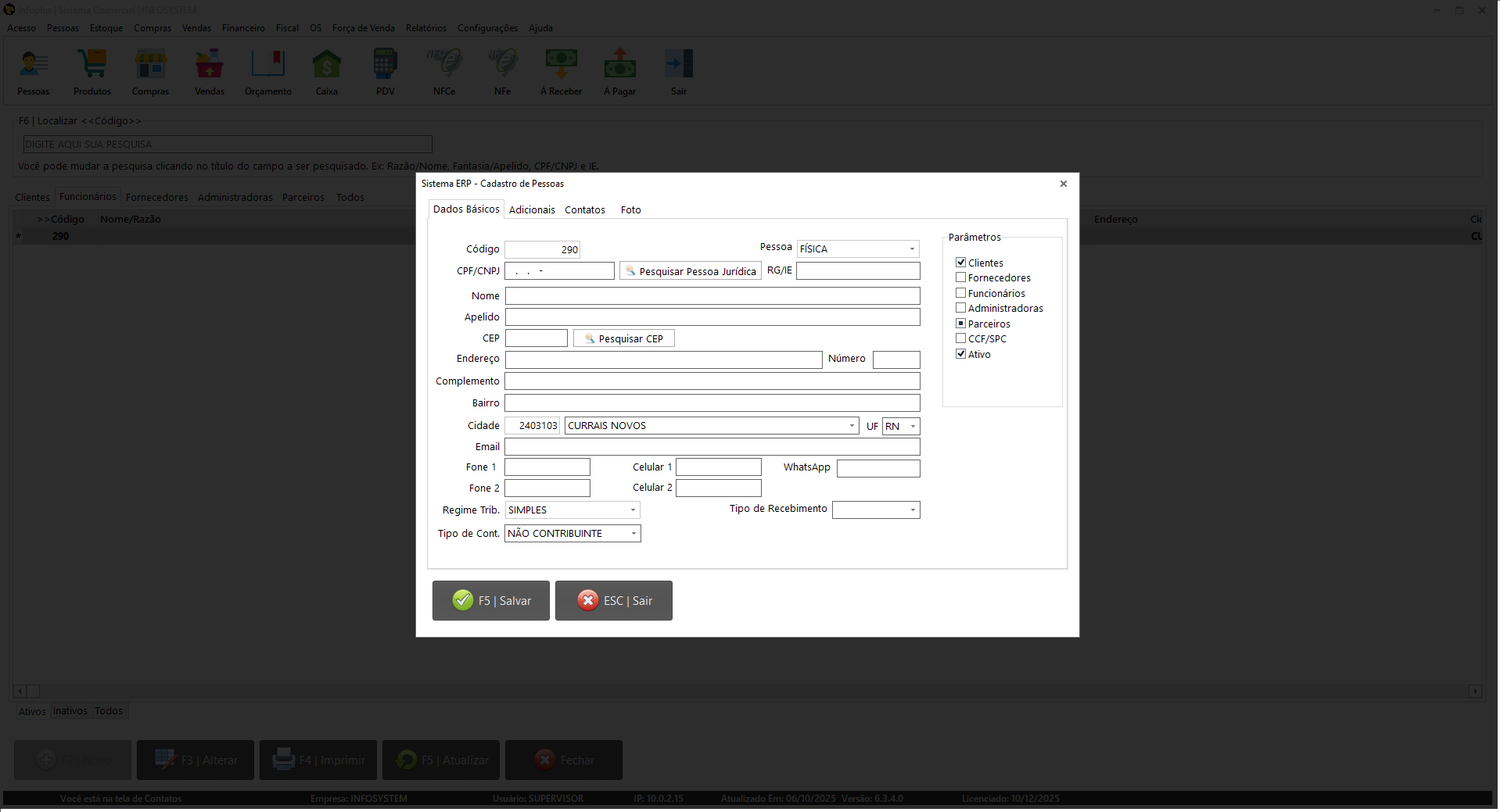 Gestão de clientes.